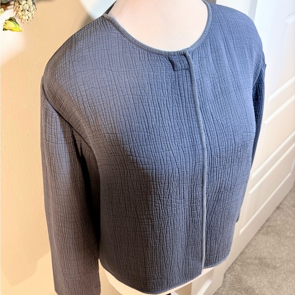 EILEEN FISHER Textured Silk Blend Jacket with Magnetic Closure Sz M - Picture 4 of 11